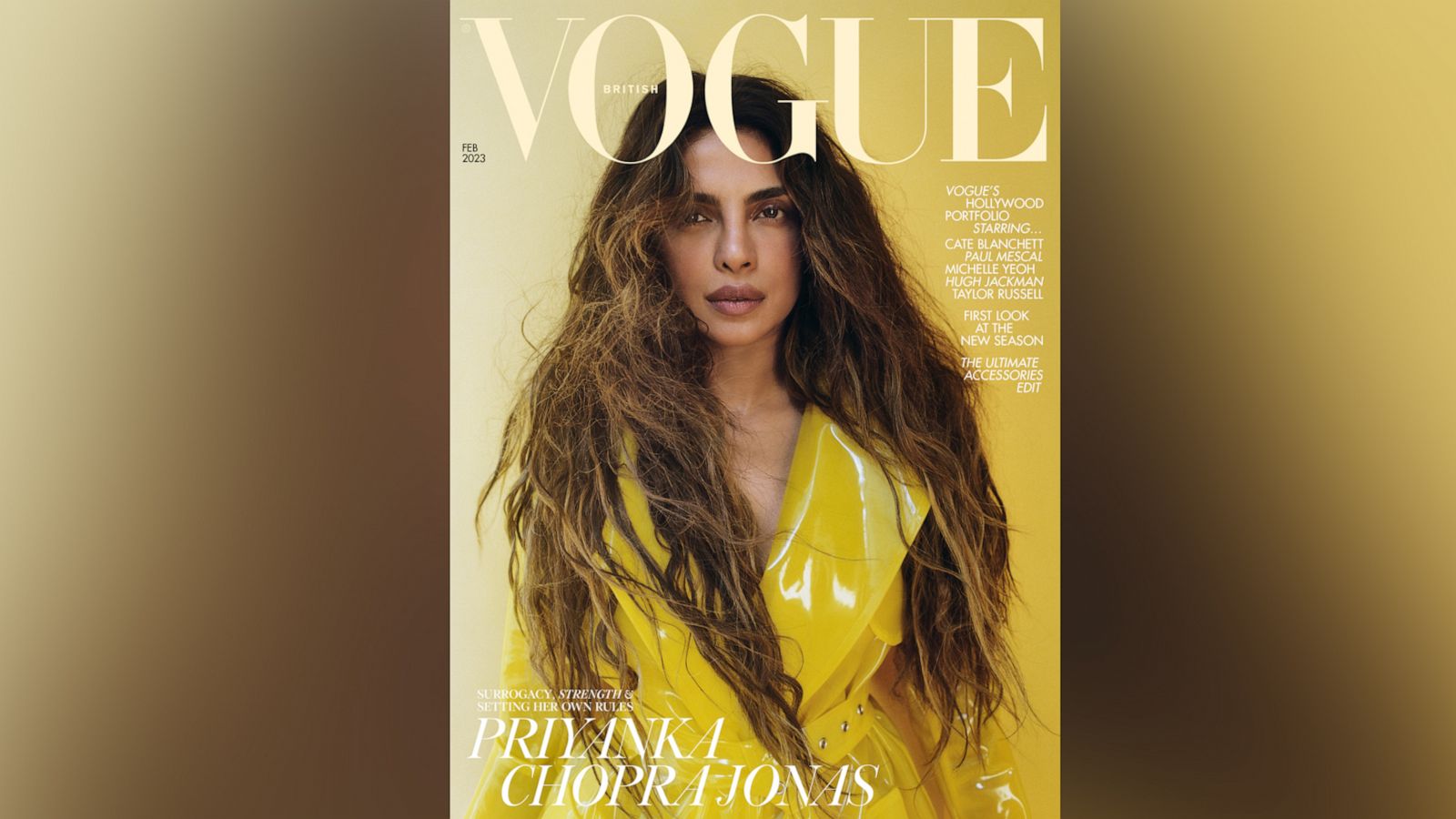 PHOTO: Priyanka Chopra Jonas is seen on the February 2023 cover of British Vogue. Priyanka Chopra Jonas is pictured with daughter Malti in the February 2023 issue of British Vogue.