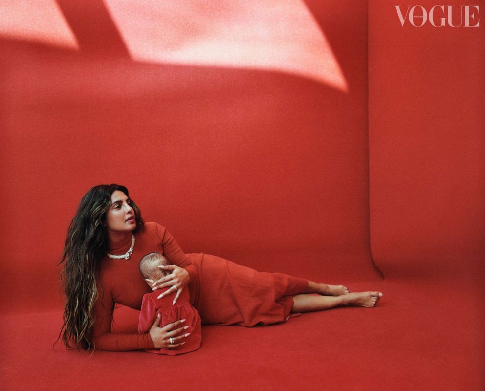 PHOTO: Priyanka Chopra Jonas is seen on the February 2023 cover of British Vogue. Priyanka Chopra Jonas is pictured with daughter Malti in the February 2023 issue of British Vogue.