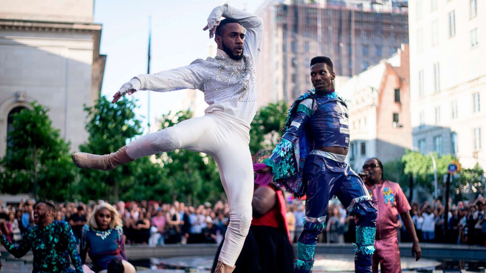 PHOTO: Performers compete during the "Battle of the Legends" vogueing competition outside the Metropolitan Museum of Art, June 11, 2019, in New York City.