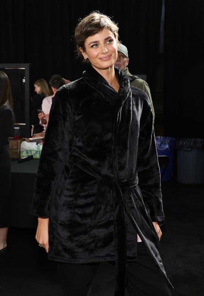 PHOTO: Taylor Hill prepares backstage at the Victoria's Secret Fashion Show 2024, Oct. 15, 2024, in New York.