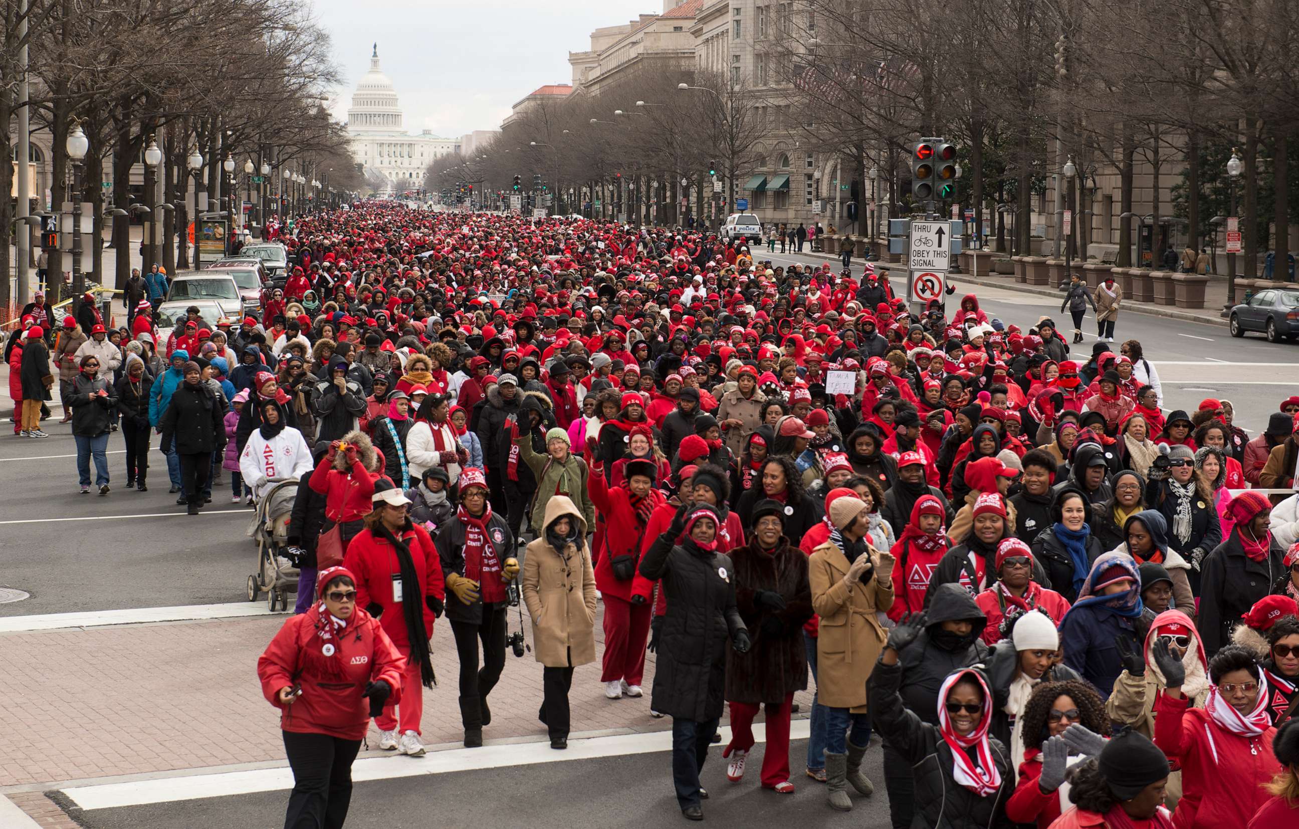 PHOTO: In this March 3, 2013 file photo Thousands of members of Delta Sigma Theta Sorority, retrace the footsteps of their founders in Washington, D.C.