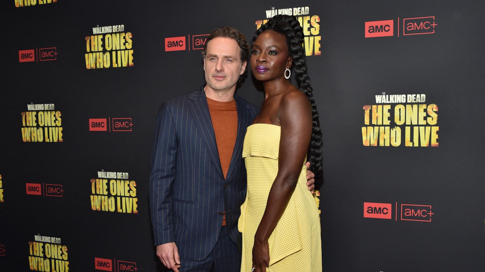 PHOTO: Zimbabwean-US actress and executive producer Danai Gurira (R) and British actor and executive producer Andrew Lincoln attend the special premiere event of AMC Networks' "The Walking Dead: The Ones Who Live" in Los Angeles on Feb. 7, 2024.