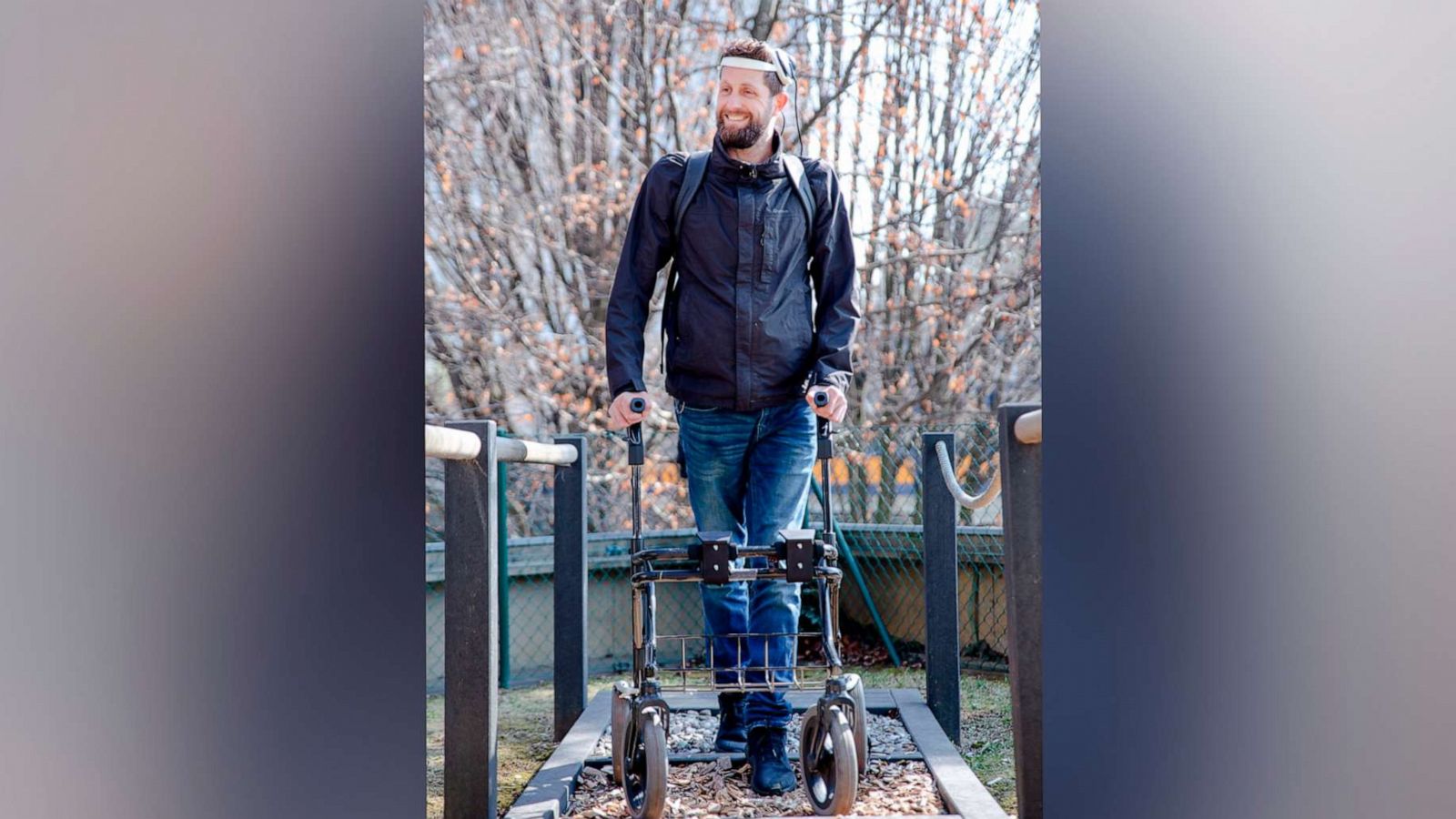 PHOTO: Gert-Jan Oskam, 40, was able to walk after being paralyzed using a "wireless interface" between his brain and spinal cord.