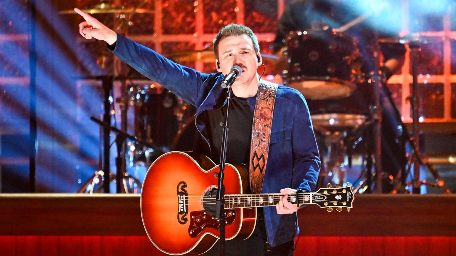 PHOTO: In this Nov. 8, 2023 file photo Morgan Wallen performs onstage during the 57th Annual CMA Awards at Bridgestone Arena in Nashville, Tenn.