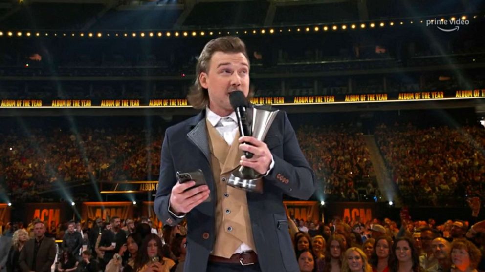 PHOTO: Morgan Wallen accepts the Album of the Year award for 'Dangerous: The Double Album' onstage during the 57th Academy of Country Music Awards at Allegiant Stadium on March 07, 2022, in Las Vegas.