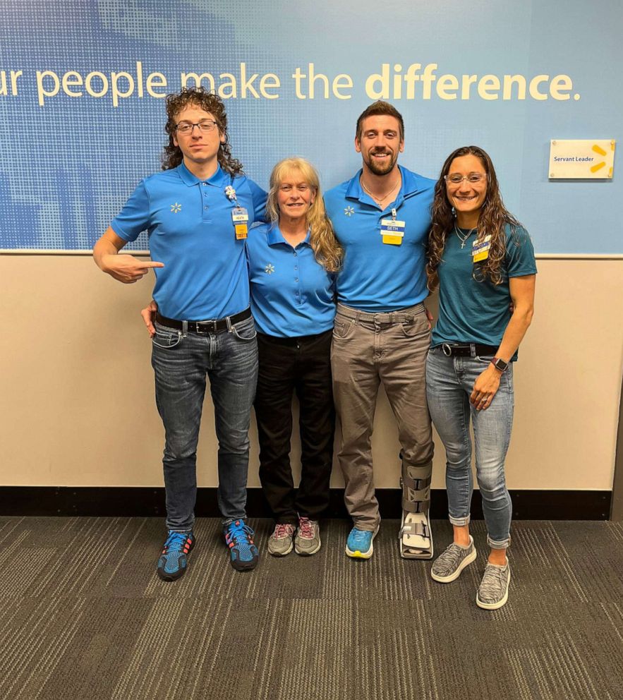 PHOTO: Seth Goshorn, his brother, mother, and fiancée pose together at Walmart in an undated photo.