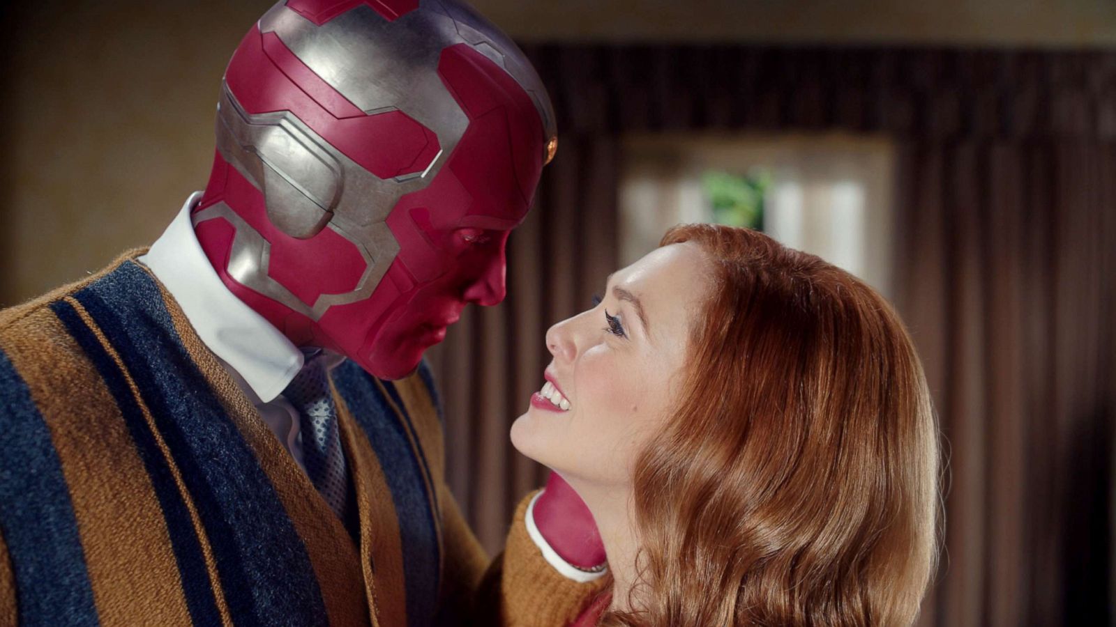 PHOTO: Paul Bettany as Vision and Elizabeth Olsen as Wanda Maximoff in WandaVision on Disney+