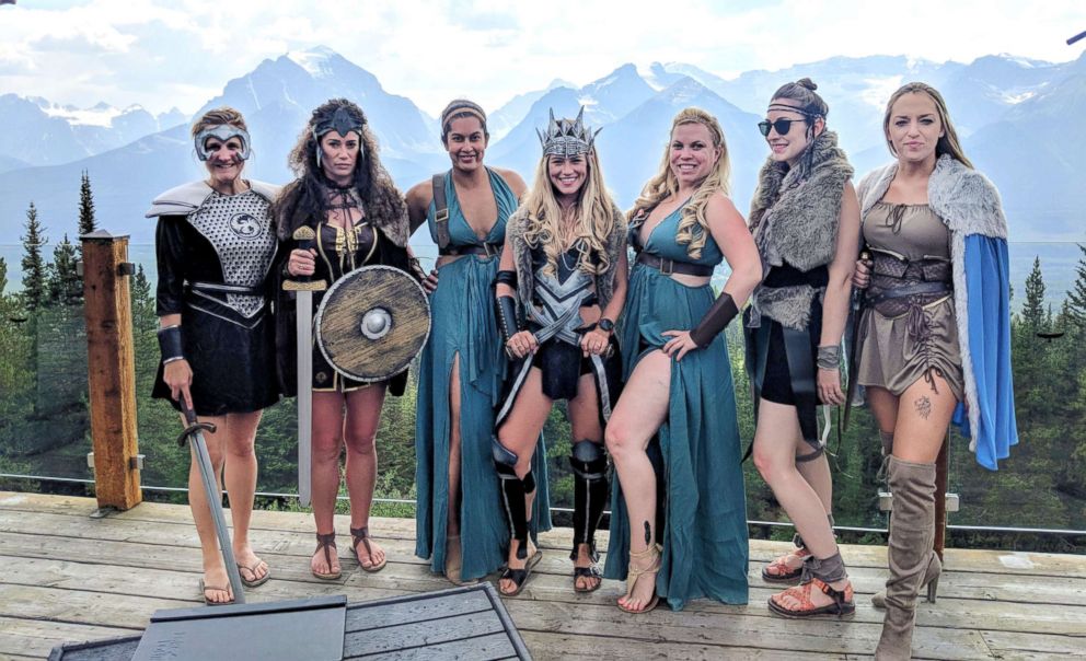 PHOTO: These women made warrior costumes for their friend's bachelorette party in Banff, Canada.