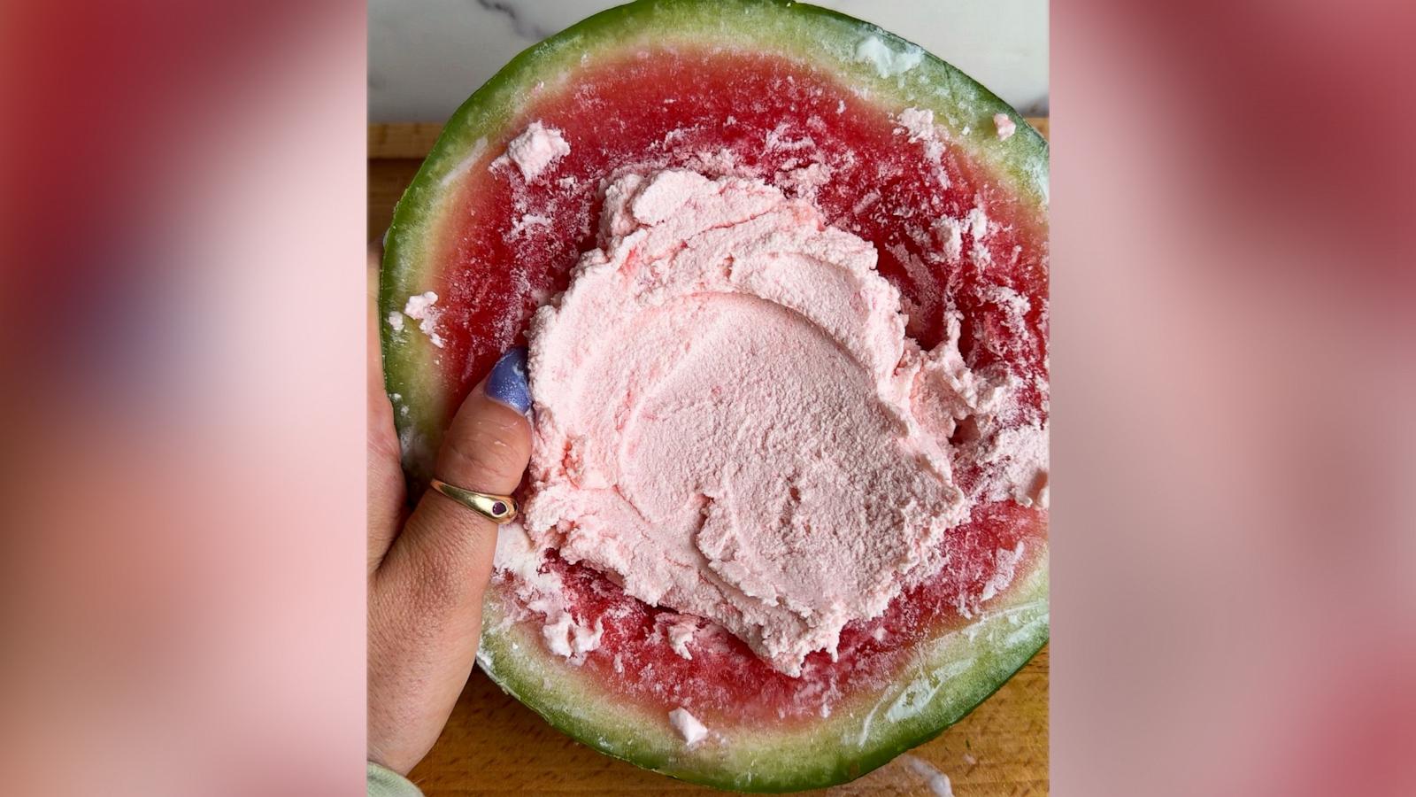 PHOTO: This dessert hack uses just two ingredients, frozen watermelon and heavy cream or milk, for a no-churn ice cream.