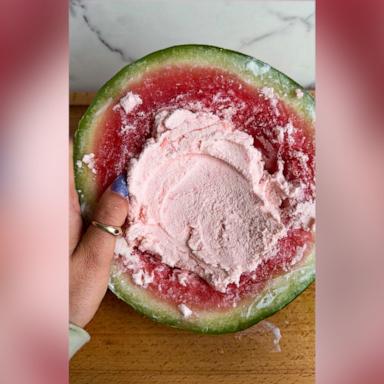 PHOTO: This dessert hack uses just two ingredients, frozen watermelon and heavy cream or milk, for a no-churn ice cream.