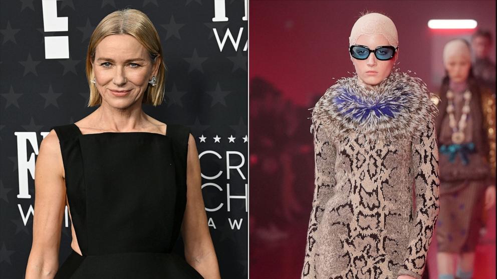 PHOTO: Naomi Watts (left) appears in this image at the 2025 Critics Choice Awards, Kai Schreiber (right) appears in this image at the Valentino Ready to Wear Fall/Winter 2025-2026 fashion show at Paris Fashion Week.