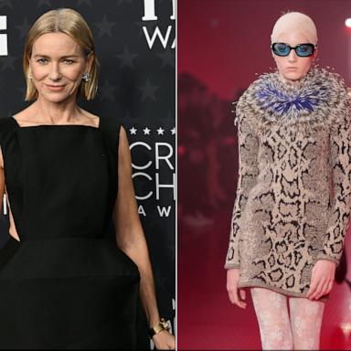 PHOTO: Naomi Watts (left) appears in this image at the 2025 Critics Choice Awards, Kai Schreiber (right) appears in this image at the Valentino Ready to Wear Fall/Winter 2025-2026 fashion show at Paris Fashion Week.