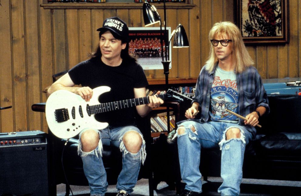 PHOTO: Mike Myers and Dana Carvey appear in a scene from the movie "Wayne's World."