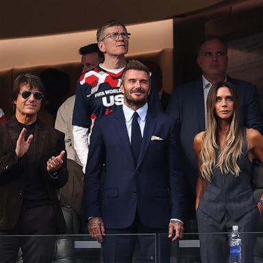 PHOTO: Tom Cruise, David and Victoria Beckham attend the FIFA World Cup 2026 Group D match between USA and Paraguay, June 12, 2026 in Los Angeles.