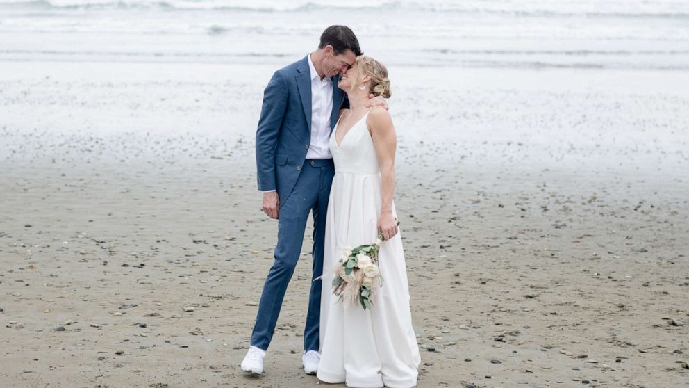 PHOTO: Rock climber Emily Harrington and mountaineer Adrian Ballinger celebrate their wedding in Ecuador.