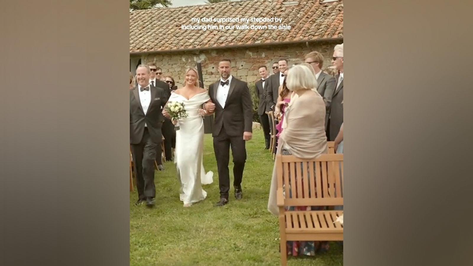 PHOTO: Shayna Sweeney had her father, Rob McHugh, and stepfather, Vinny Mauro, both walk her down the aisle at her wedding.