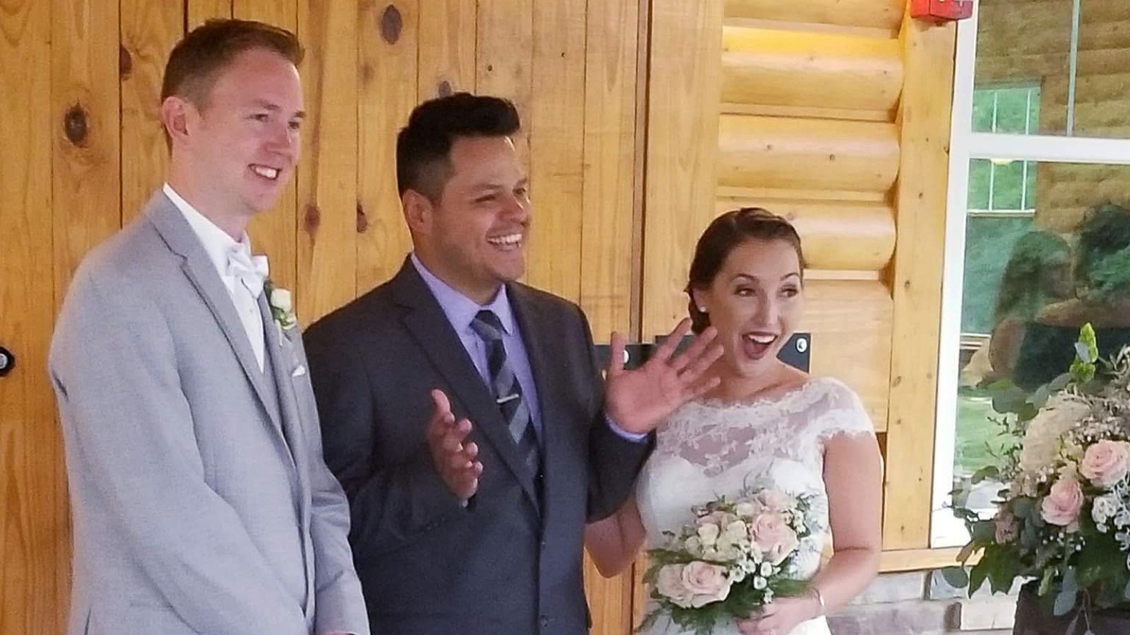 PHOTO: Manny Morales stepped in to officiate the wedding of Kelsey and Andy Schneck.