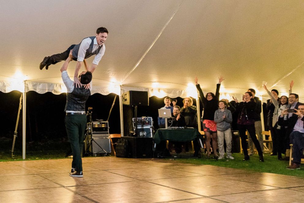 PHOTO: Noah Aberlin and PJ Simmons nailed the "Dirty Dancing" lift at their Oct. 7, 2018, wedding in Coxsackie, N.Y.