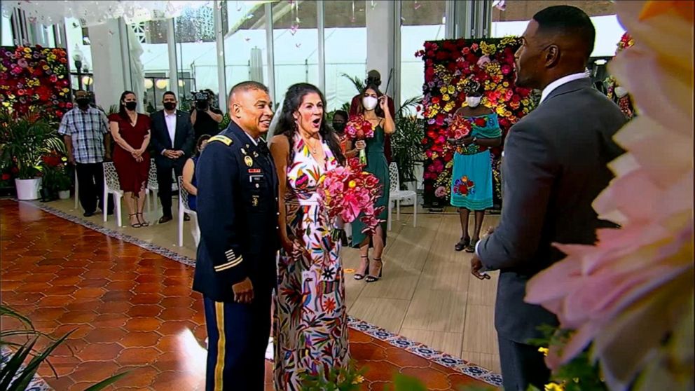 PHOTO: Army Major Jose Perez and Heather Hathaway Miranda got married in Chicago live on "Good Morning America," May 26, 2021.