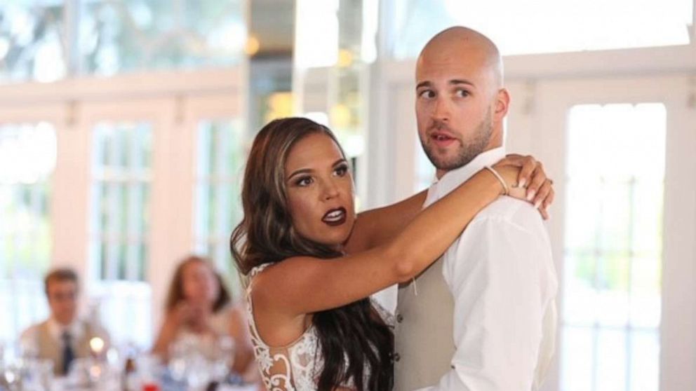 PHOTO: A bride and groom had their first dance interrupted by a wedding crasher. 