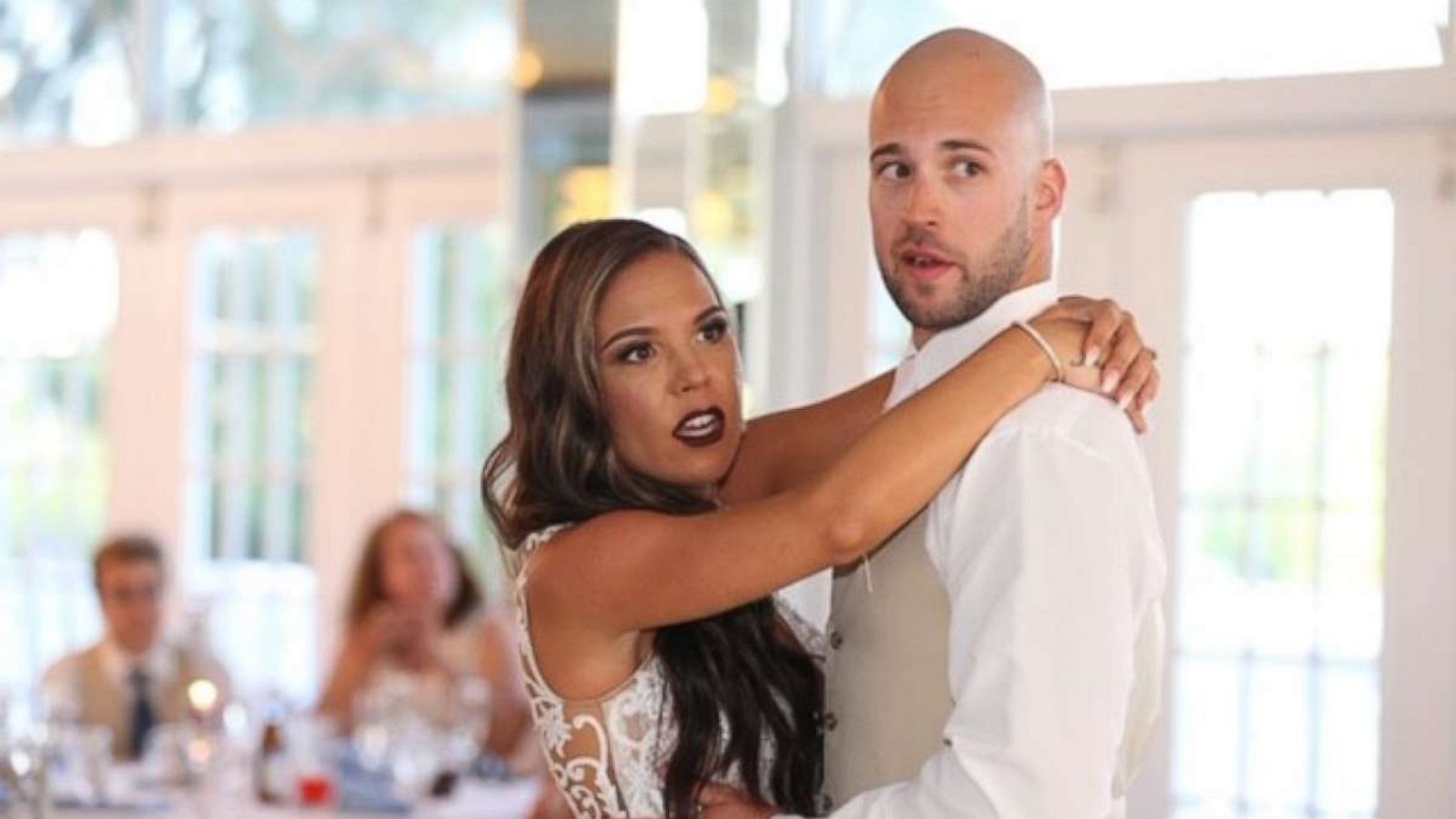 PHOTO: A bride and groom had their first dance interrupted by a wedding crasher.