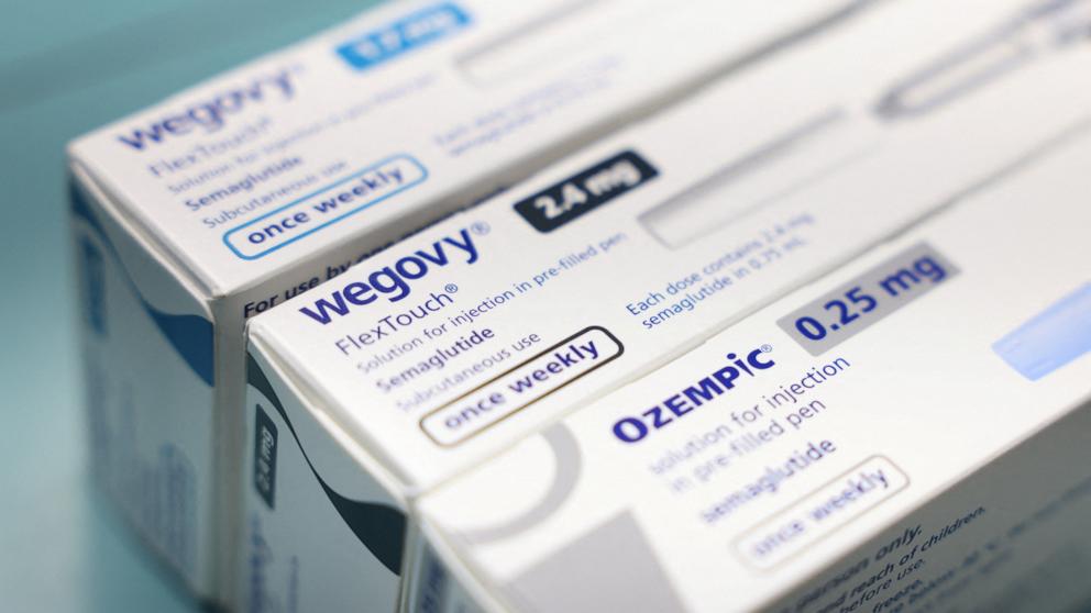 PHOTO: Boxes of Ozempic and Wegovy made by Novo Nordisk are seen at a pharmacy in London, March 8, 2024.