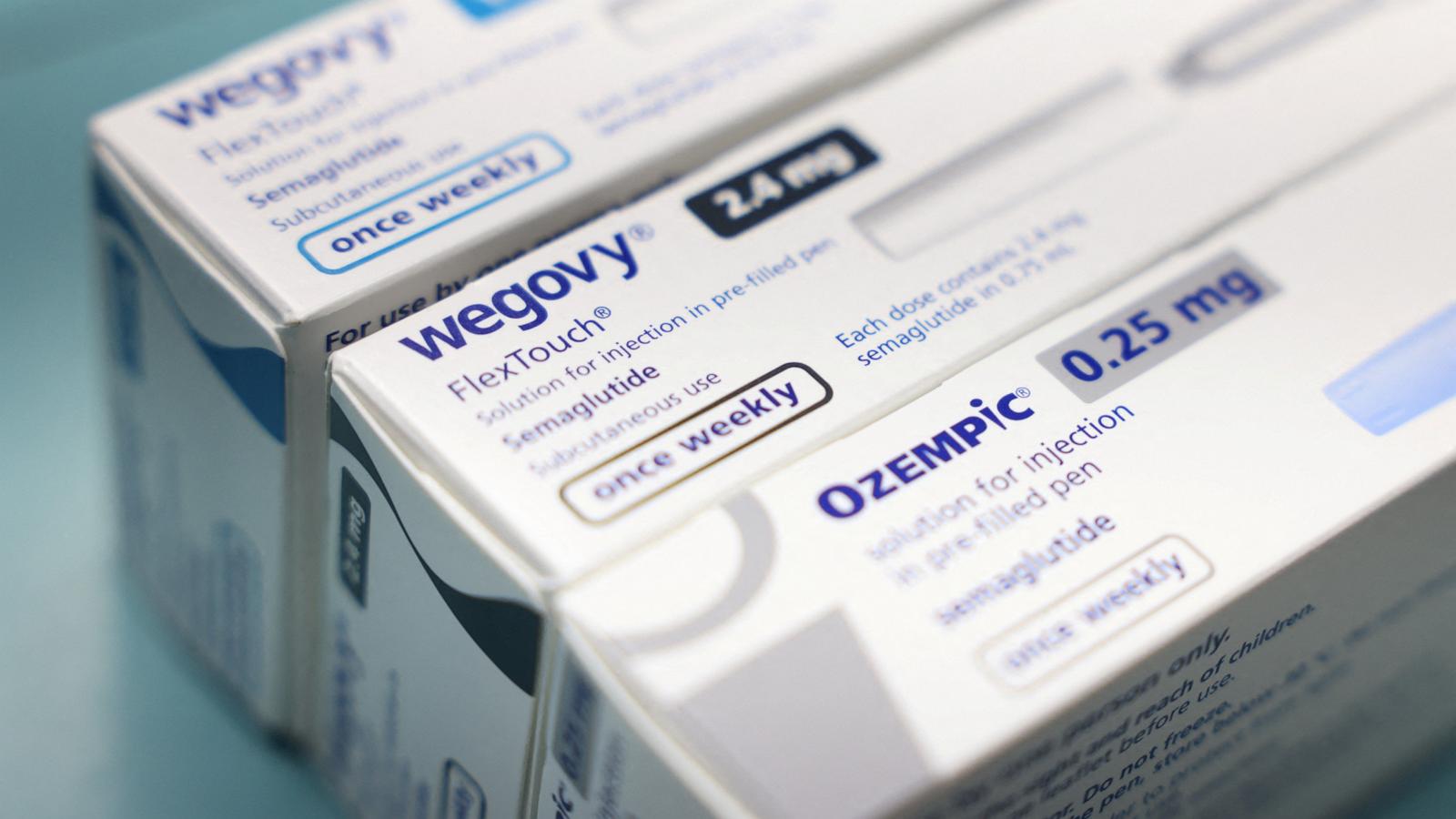 PHOTO: Boxes of Ozempic and Wegovy made by Novo Nordisk are seen at a pharmacy in London, March 8, 2024.