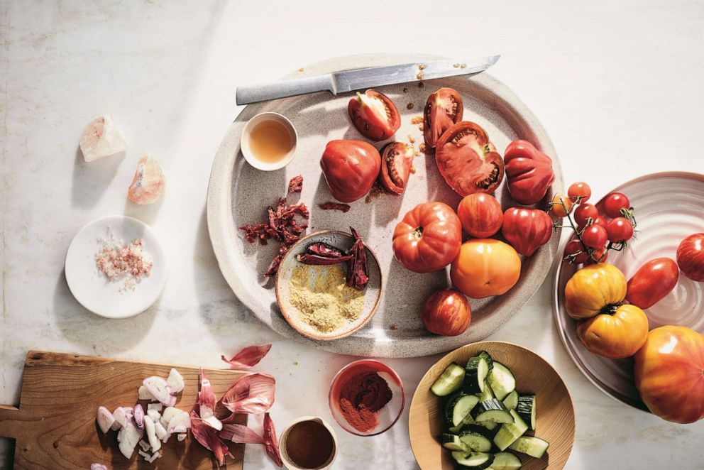 PHOTO: All the ingredients to make Gazpacho Superior from the "Well + Good" cookbook.