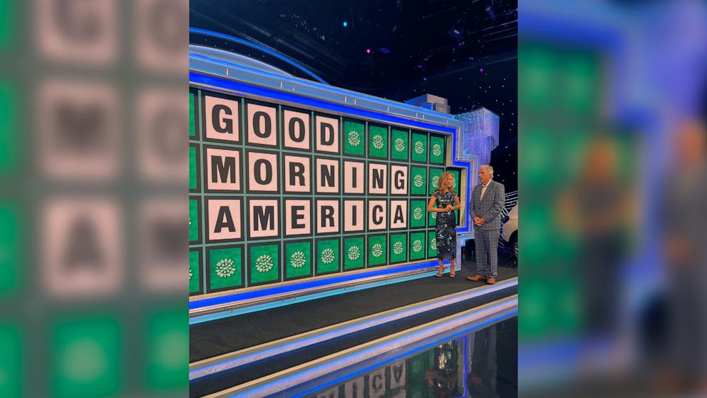 PHOTO: Vanna White and ABC News’ Chris Connelly appear in this image on the “Wheel of Fortune” set.