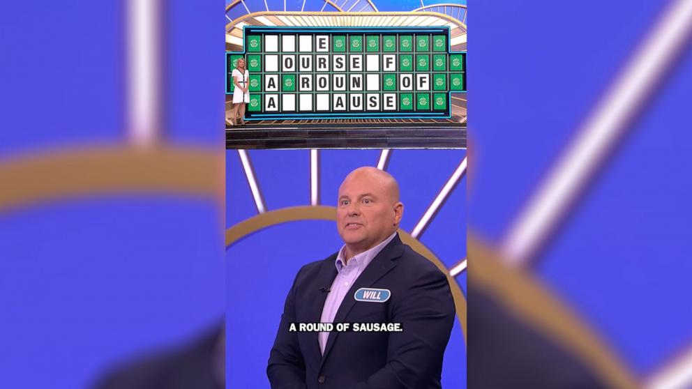 PHOTO: Will, a contestant on “Wheel of Fortune,” offered up a funny incorrect answer to one of the show’s letterboard puzzles.