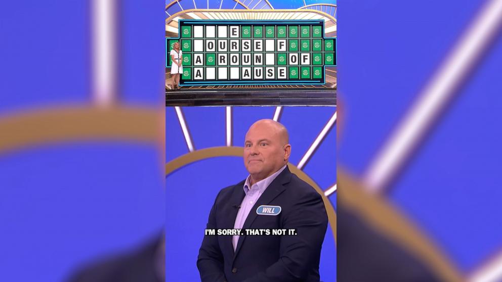 PHOTO: Will, a contestant on “Wheel of Fortune,” offered up a funny incorrect answer to one of the show’s letterboard puzzles.