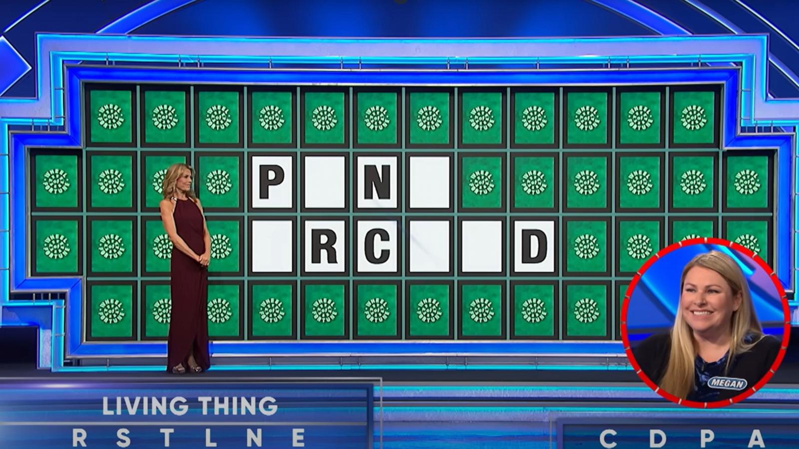 PHOTO: Megan Carvale appeared on the "Wheel of Fortune" game show in an episode that aired Jan. 30, 2024.