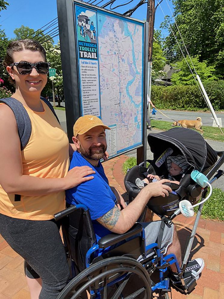PHOTO: Chelsie and Jeremy King from Germantown, Md., with their son Phoenix out on a walk.
