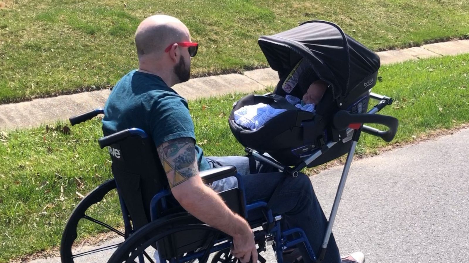 PHOTO: Jeremy King with his son Phoenix out on a walk.