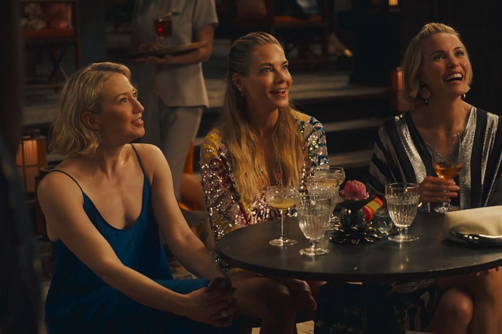 PHOTO: Carrie Coon, Michelle Monaghan, and Leslie Bibb are seen in a press photo for season three of "The White Lotus."