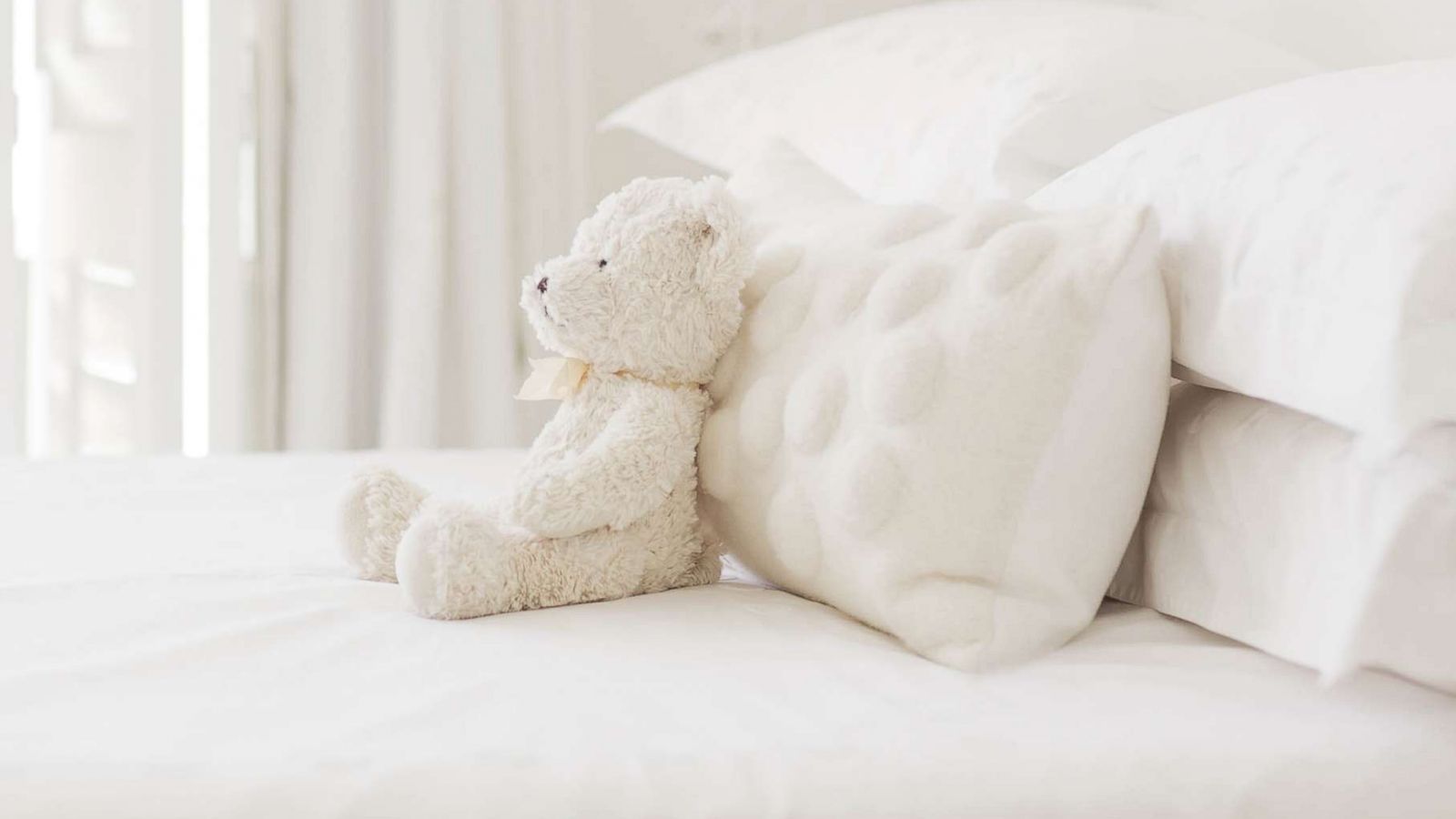 PHOTO: A stock photo of a white teddy bear.