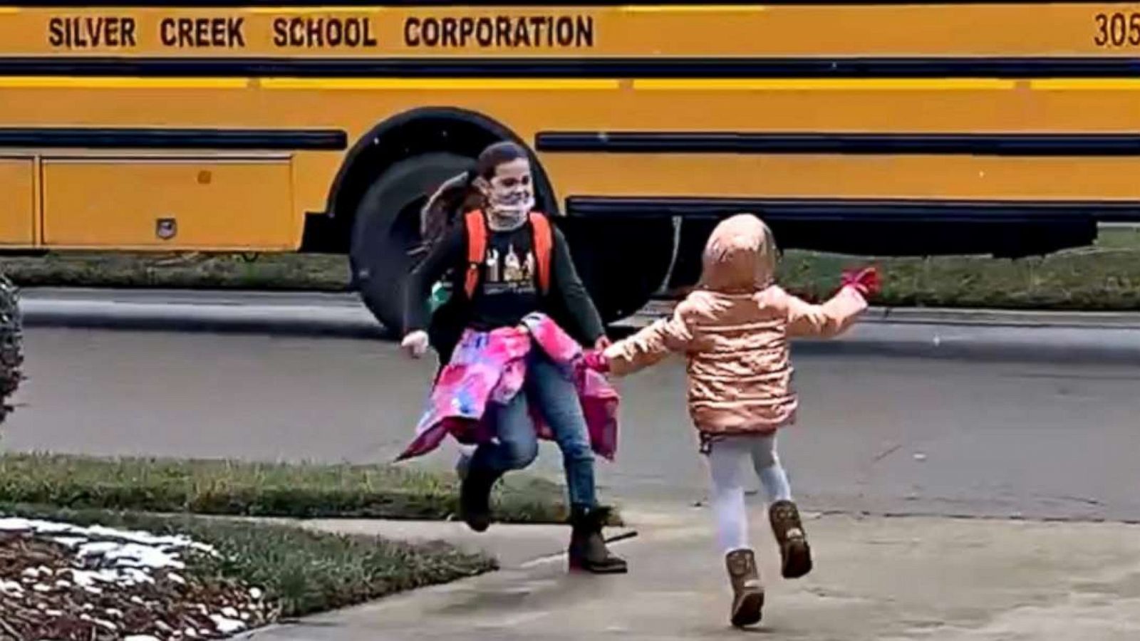 PHOTO: Three-year-old Loxley loves to run and greet her older sisters when they return home from school.