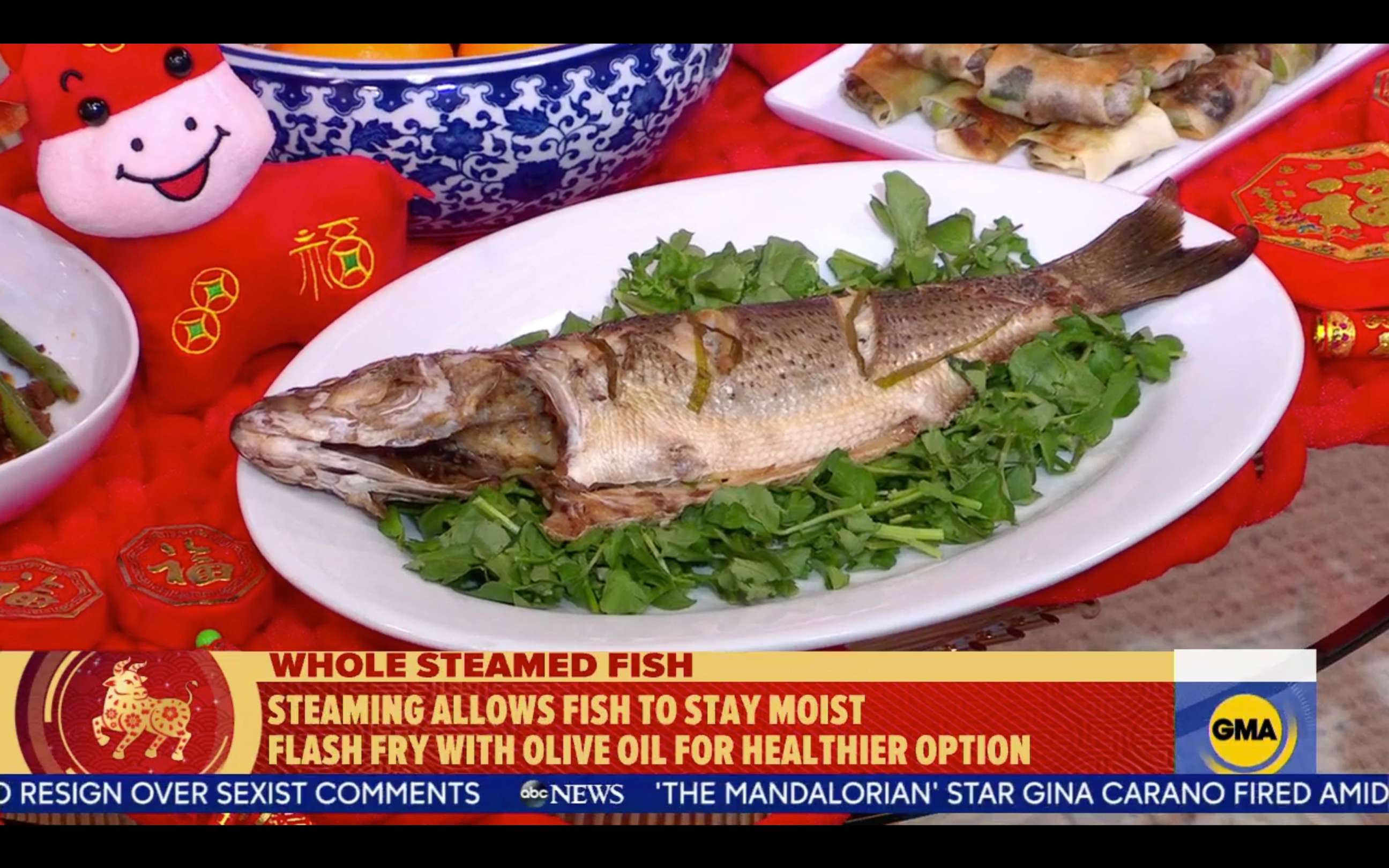 PHOTO: Chef Ming Tsai's whole roasted fish with watercress.