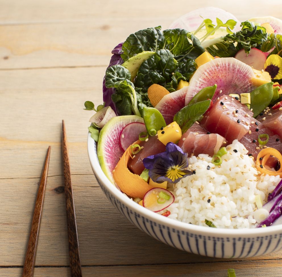 PHOTO: Rainbow poke bowl by Thumbtack chef Niko Paranomos.