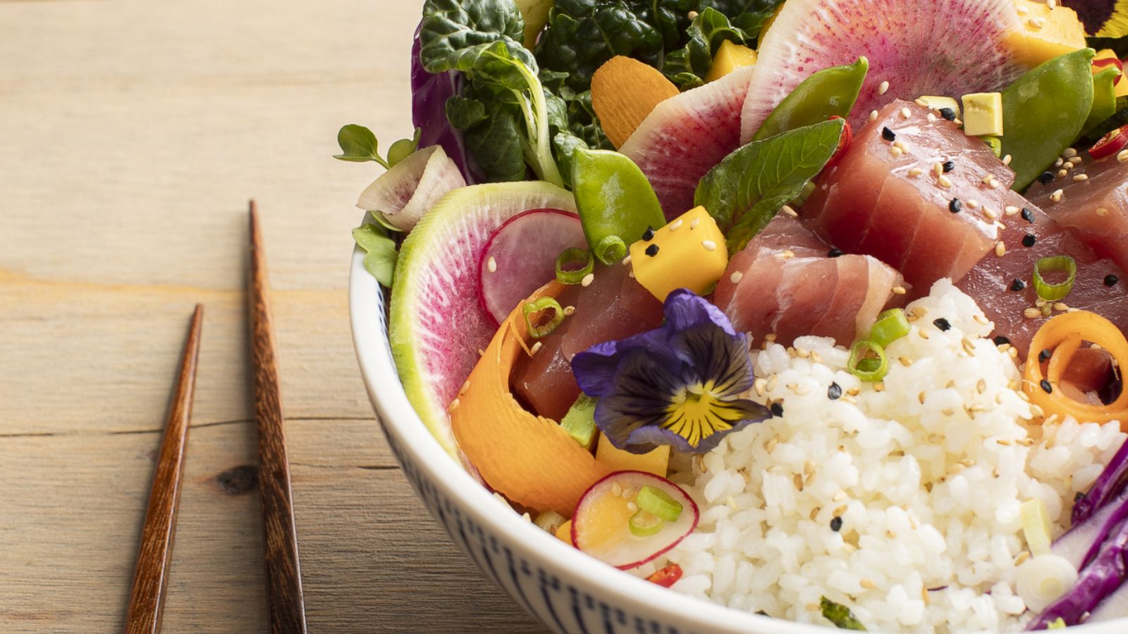 PHOTO: Rainbow poke bowl by Thumbtack chef Niko Paranomos.