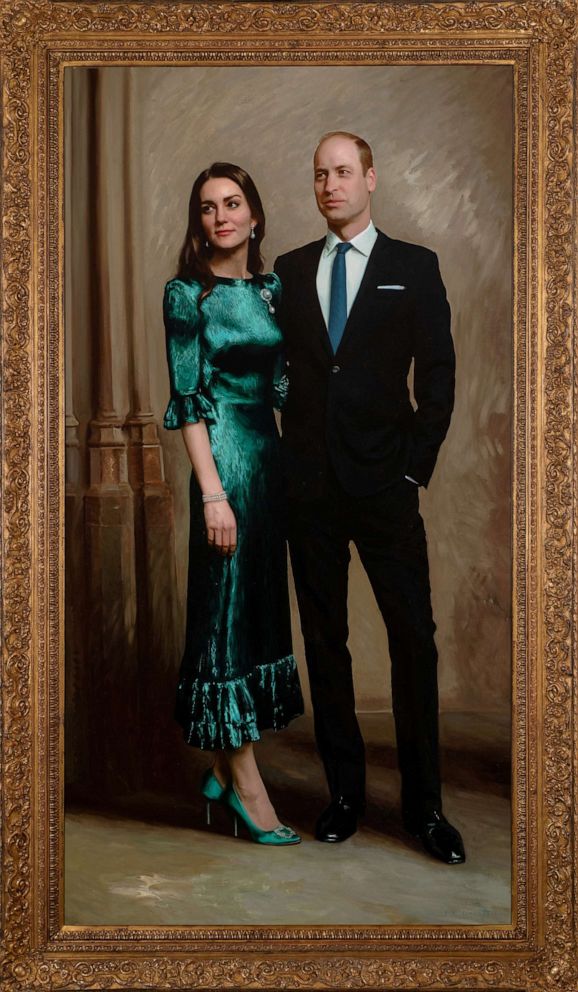 PHOTO: A new portrait of Britain's Prince William and Catherine, Duke and Duchess of Cambridge, painted by British portrait artist Jamie Coreth, is seen in this handout photograph released on June 23, 2022.