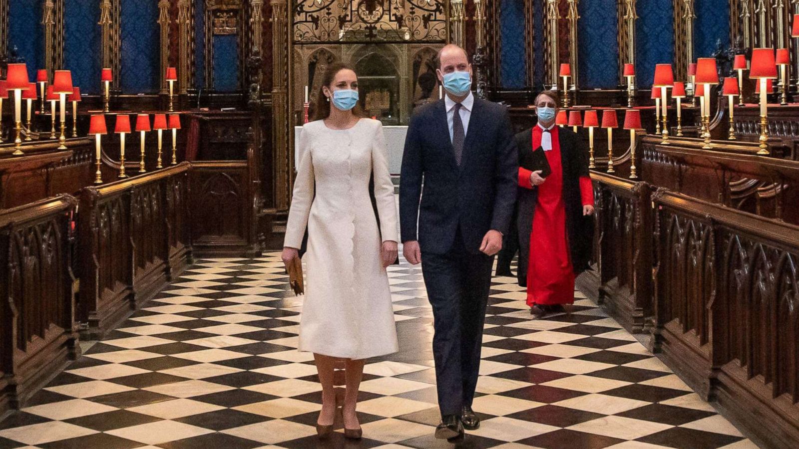 PHOTO: Britain's Kate, Duchess of Cambridge and Duke of Cambridge Prince William and arrive for a visit to the vaccination center at Westminster Abbey, London, March 23, 2021.