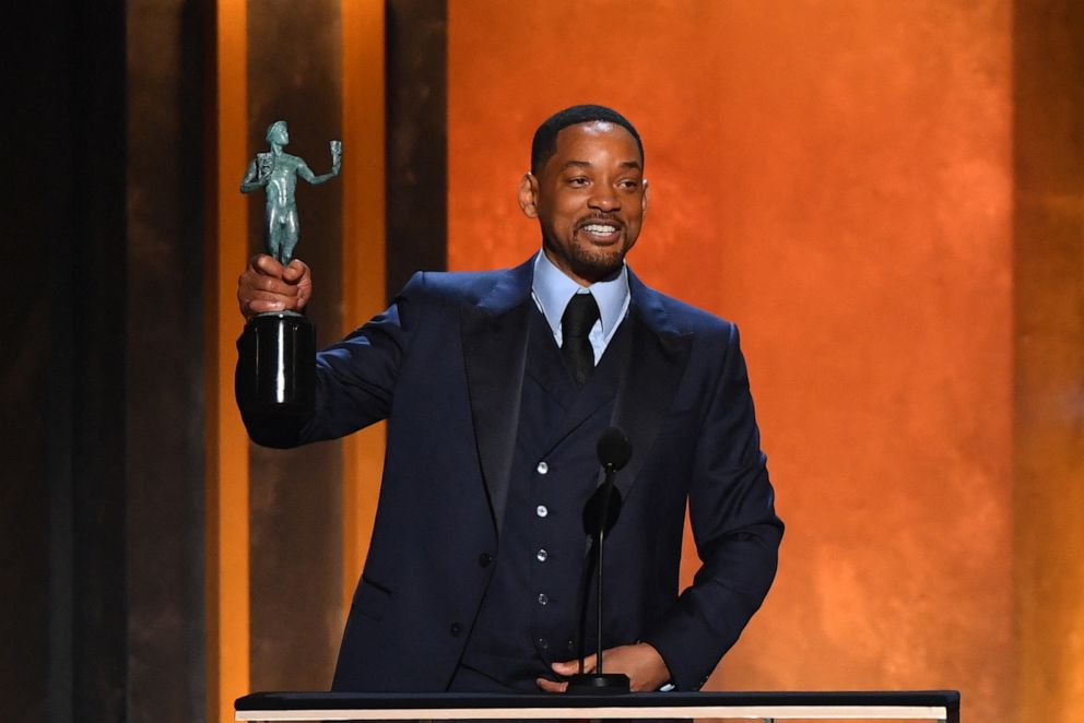 PHOTO: Will Smith accepts the award for Outstanding Performance by a Male Actor in a Leading Role for King Richard onstage during the 28th Annual Screen Actors Guild Awards in Santa Monica, Calif., on Feb. 27, 2022.