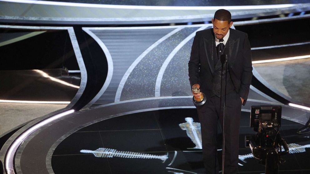 PHOTO: Will Smith wins the Oscar for Best Actor in "King Richard" at the 94th Academy Awards in Hollywood, Los Angeles, March 27, 2022.