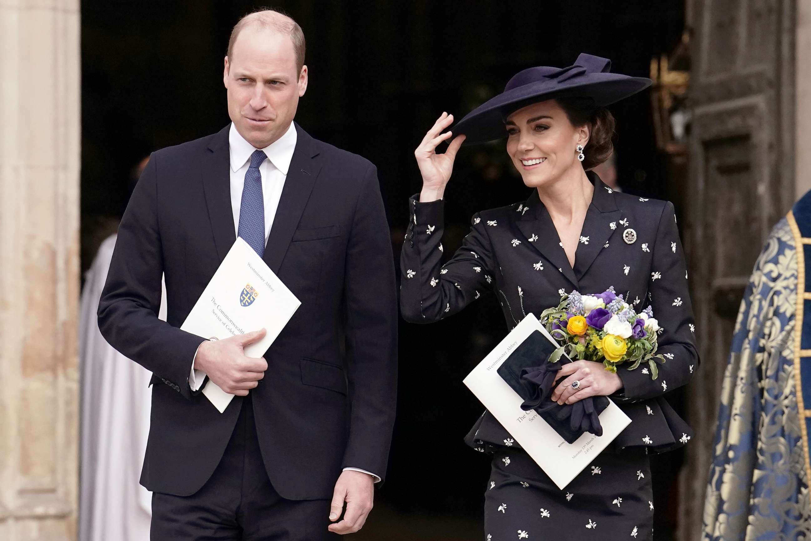 PHOTO: Prince William, Prince of Wales and Catherine, Princess of Wales depart the annual Commonwealth Day Service at Westminster Abbey on March 13, 2023, in London.