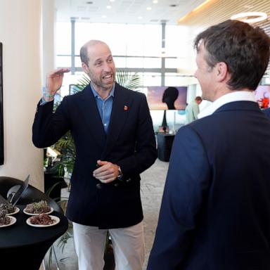 PHOTO: Prince William, Prince of Wales laughs at Portside Tower on Nov. 7, 2024 in Cape Town, South Africa. 