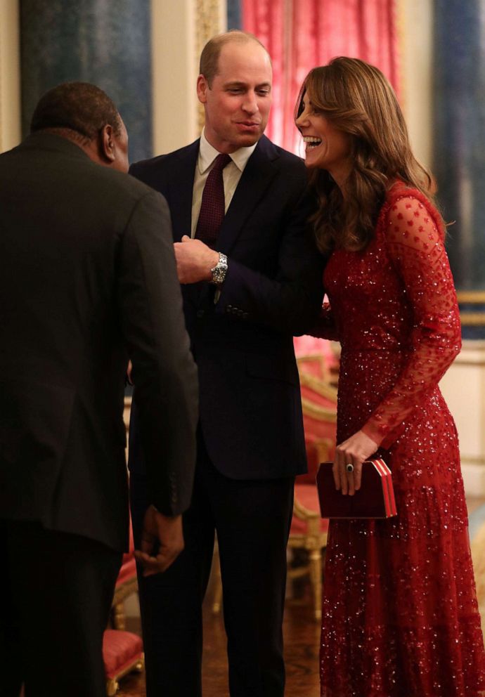 PHOTO: The Duke and Duchess of Cambridge welcome guests to a reception at London's Buckingham Palace to mark the UK-Africa Investment Summit, Jan. 20, 2020.