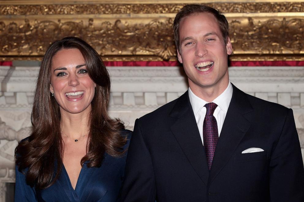 PHOTO: In this Nov. 16, 2010 file photo, Prince William and Kate Middleton pose for photographs in the State Apartments of St James Palace after their engagement announcement in London.