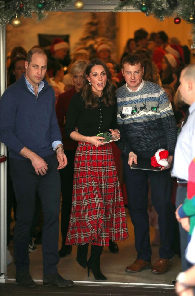 The Duke and Duchess of Cambridge leaving Kensington Palace, London, after they hosted a Christmas party for families and children of deployed personnel, Dec. 4, 2018. 