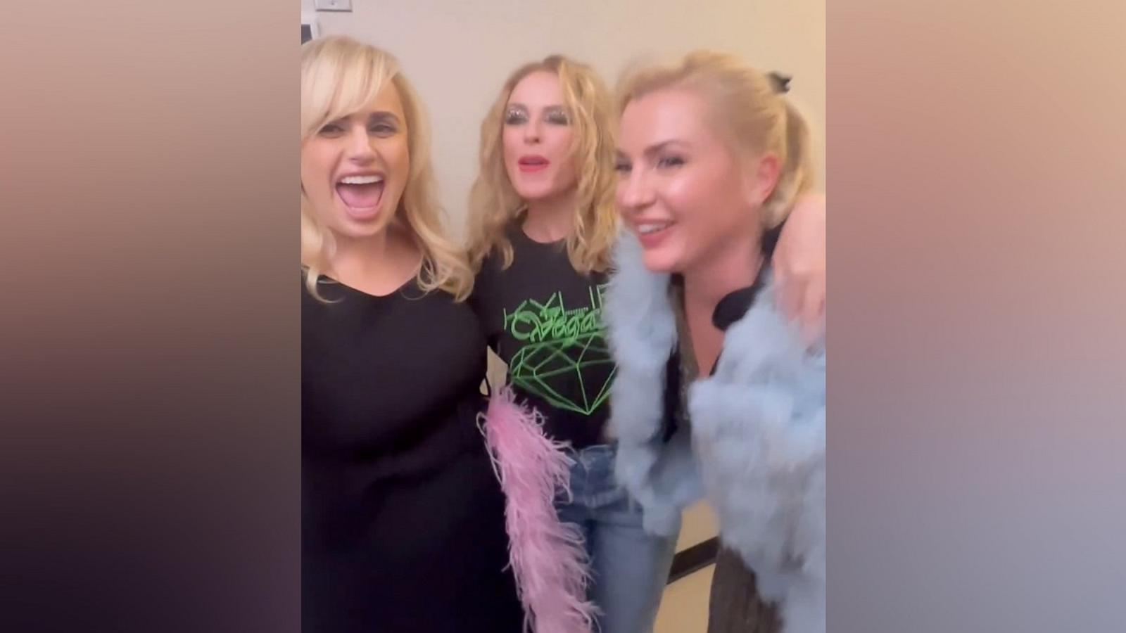 PHOTO: Rebel Wilson, Kylie Minogue and Ramona Agruma in a video Agruma shared to Instagram on Jan. 28, 2024.